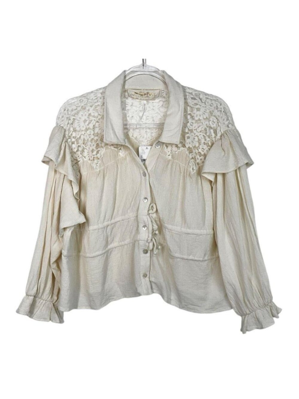 Jen’s Pirate Booty Natural Kiedis Peasant Boho Long Sleeve Top Small New
